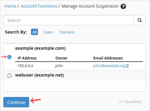 Cara Suspend Akun cPanel dari WHM